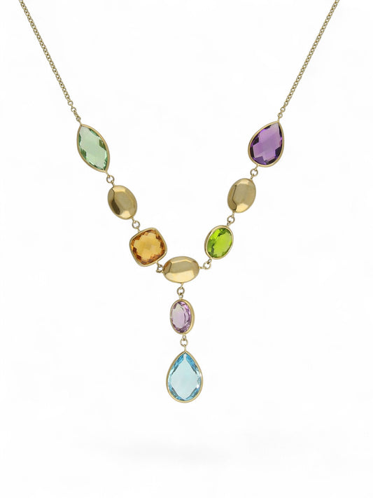 Multi Stone Set Necklace in 9ct Yellow Gold