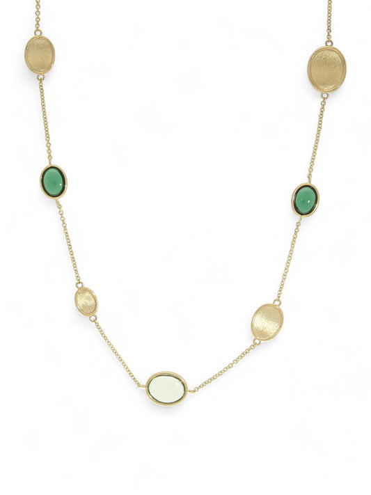 Amethyst, Green Amethyst & Tourmaline Necklace in 9ct Yellow Gold