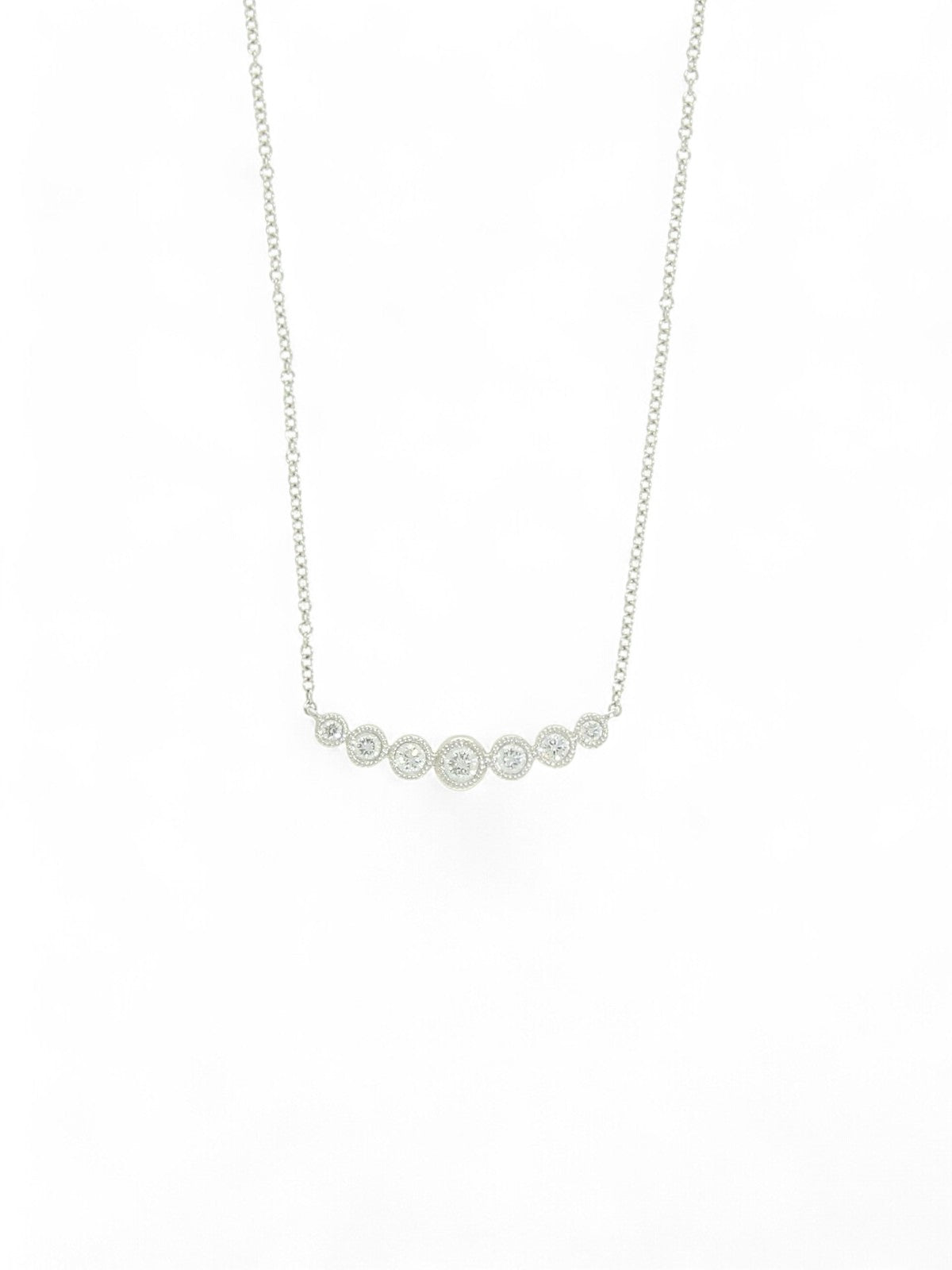Diamond Graduated Curve Bar Necklace in 18ct White Gold