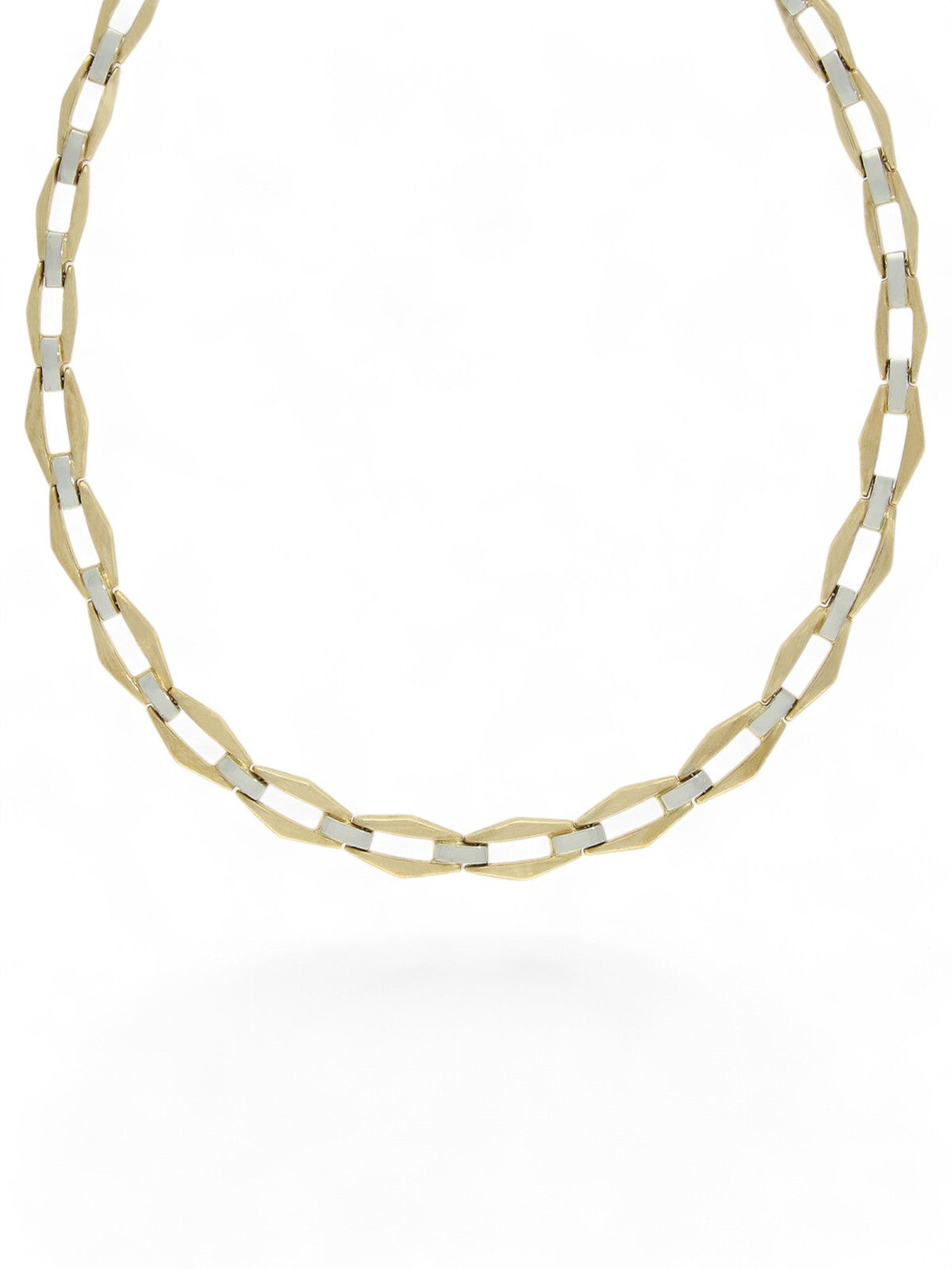 Open Link Necklace in 9ct Yellow and White Gold