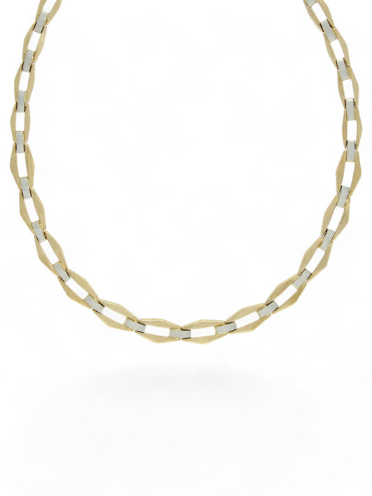 Open Link Necklace in 9ct Yellow and White Gold