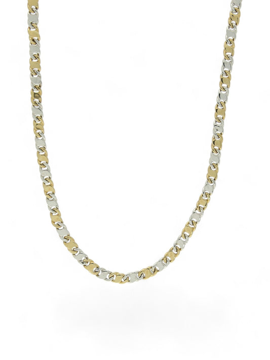 Fancy Link Necklace in 9ct Yellow and White Gold
