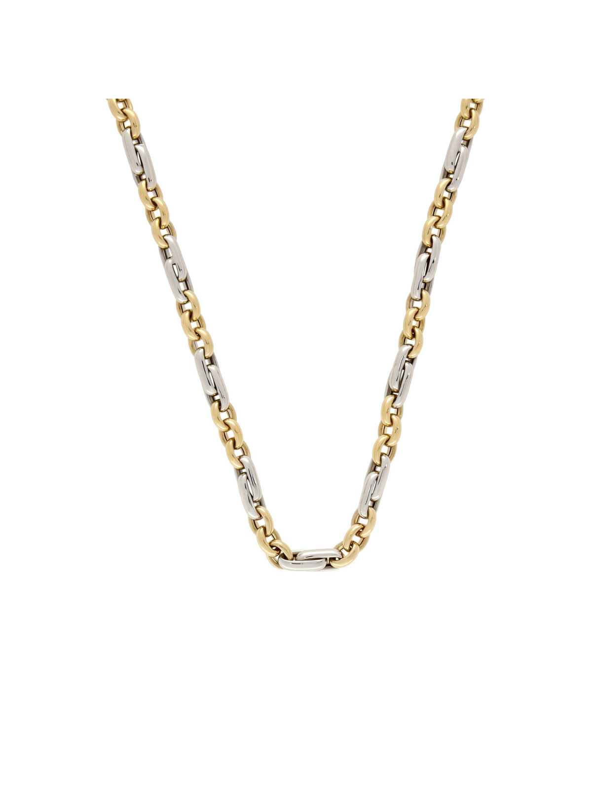 Fancy Link Necklace in 9ct Yellow & White Gold