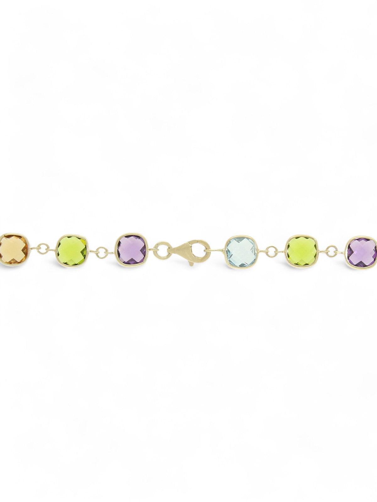 Multi Stone Cushion Cut Necklet in 9ct Yellow Gold