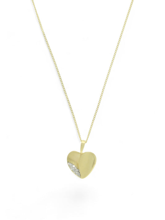 Diamond Heart Pendant Necklace in 9ct Yellow Gold