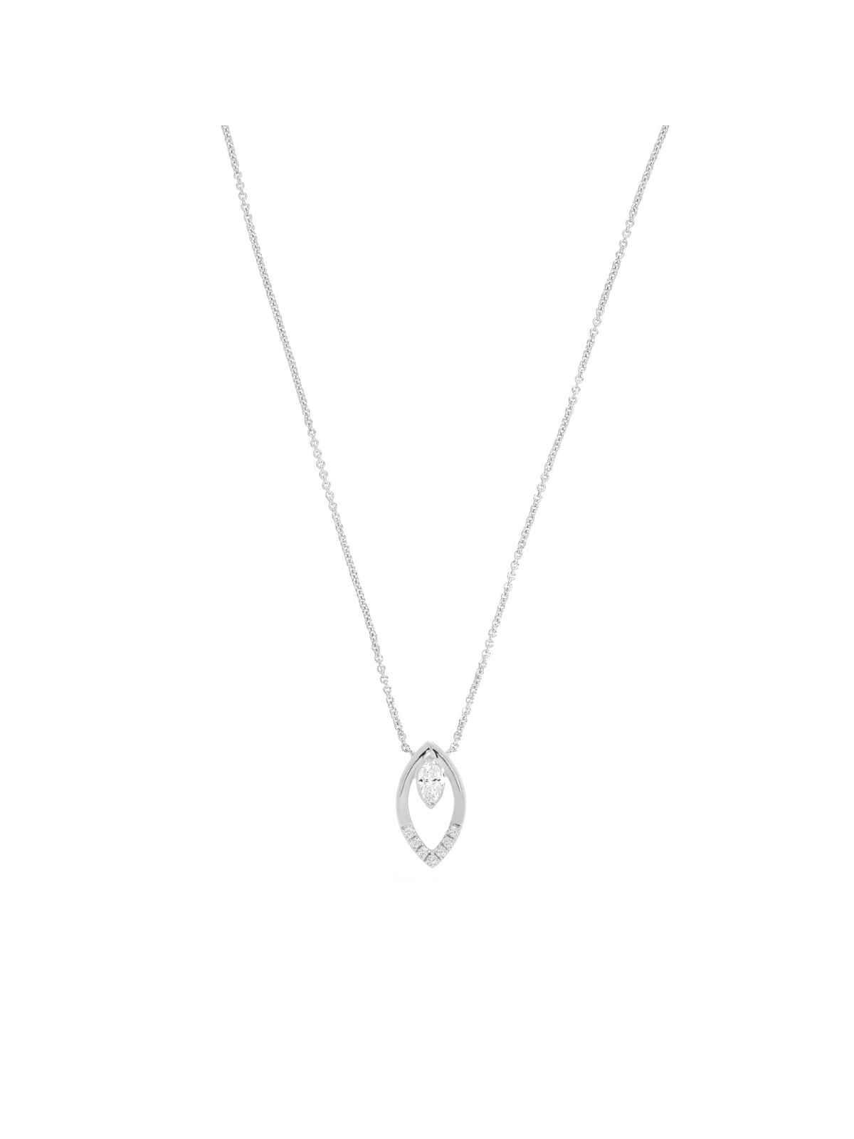 Diamond Marquise Pendant with 0.14ct of Marquise & Round Brilliant Diamonds in 9ct White Gold