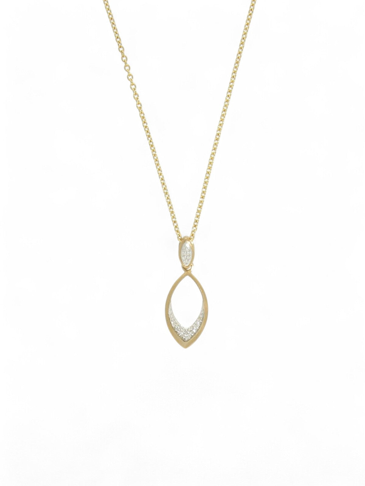 Diamond Marquise Drop Pendant Necklace in 9ct Yellow Gold