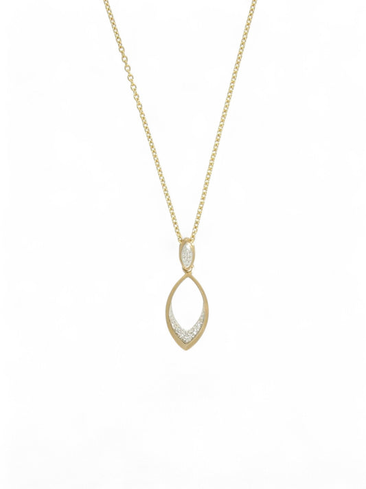 Diamond Marquise Drop Pendant Necklace in 9ct Yellow Gold