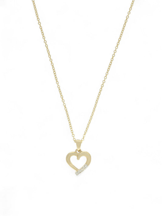 Diamond Heart Pendant Necklace in 9ct Yellow Gold
