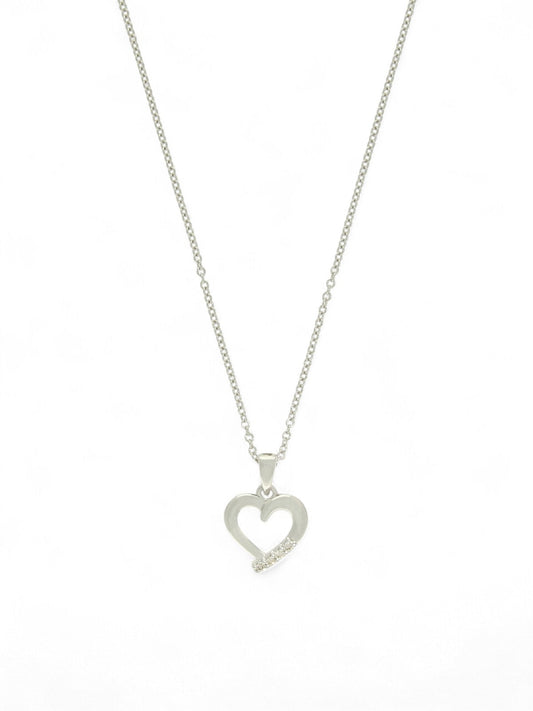 Diamond Heart Pendant Necklace in 9ct White Gold