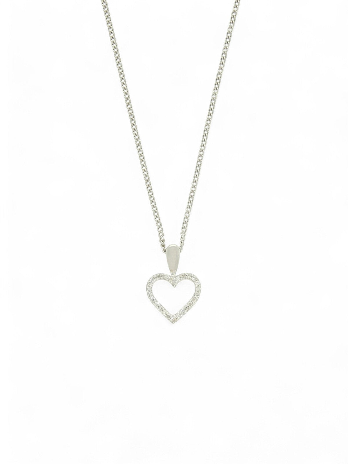 Diamond Heart Pendant Necklace in 9ct White Gold