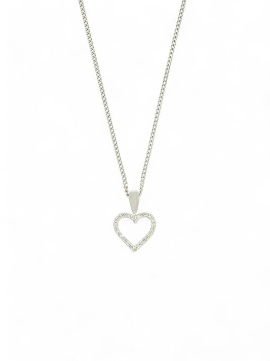 Diamond Heart Pendant Necklace in 9ct White Gold