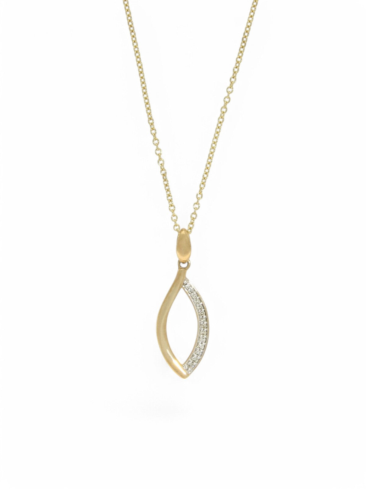 Diamond Round Brilliant Marquise Pendant Necklace in 9ct Yellow Gold