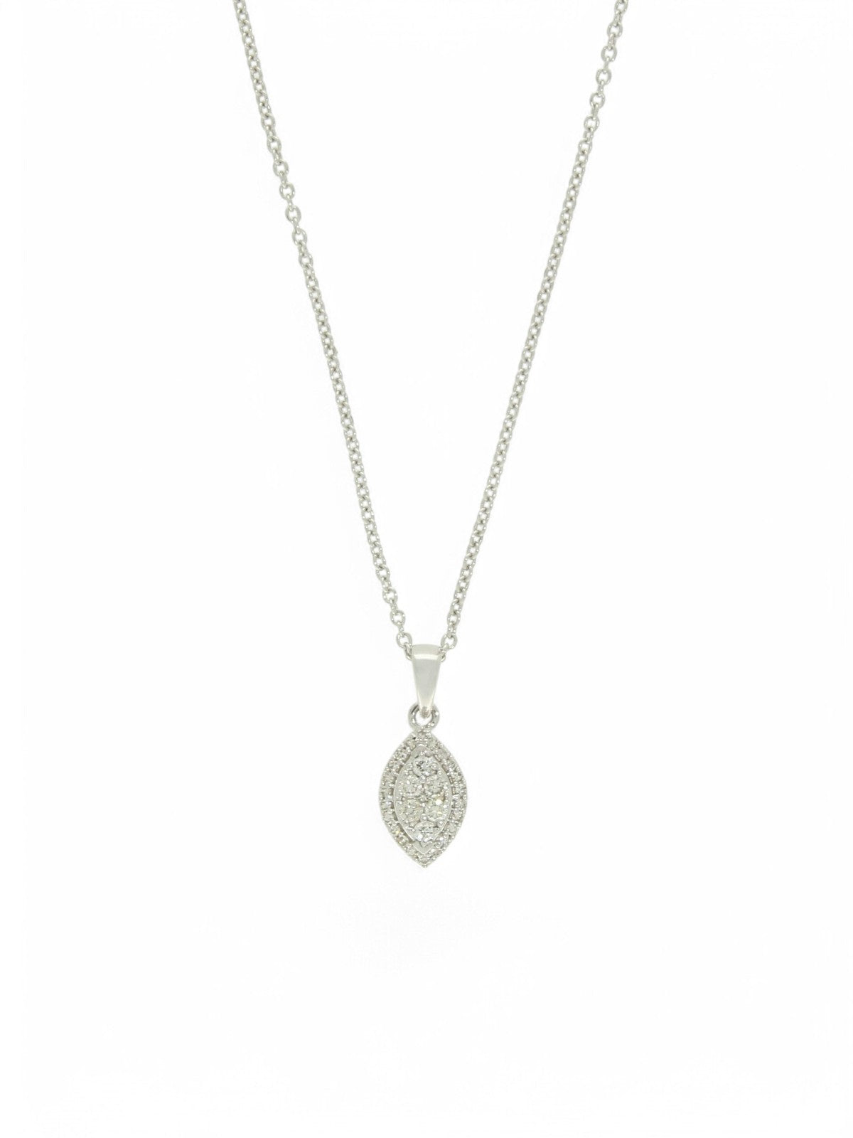 Diamond Round Brilliant Marquise Pendant Necklace in 9ct White Gold
