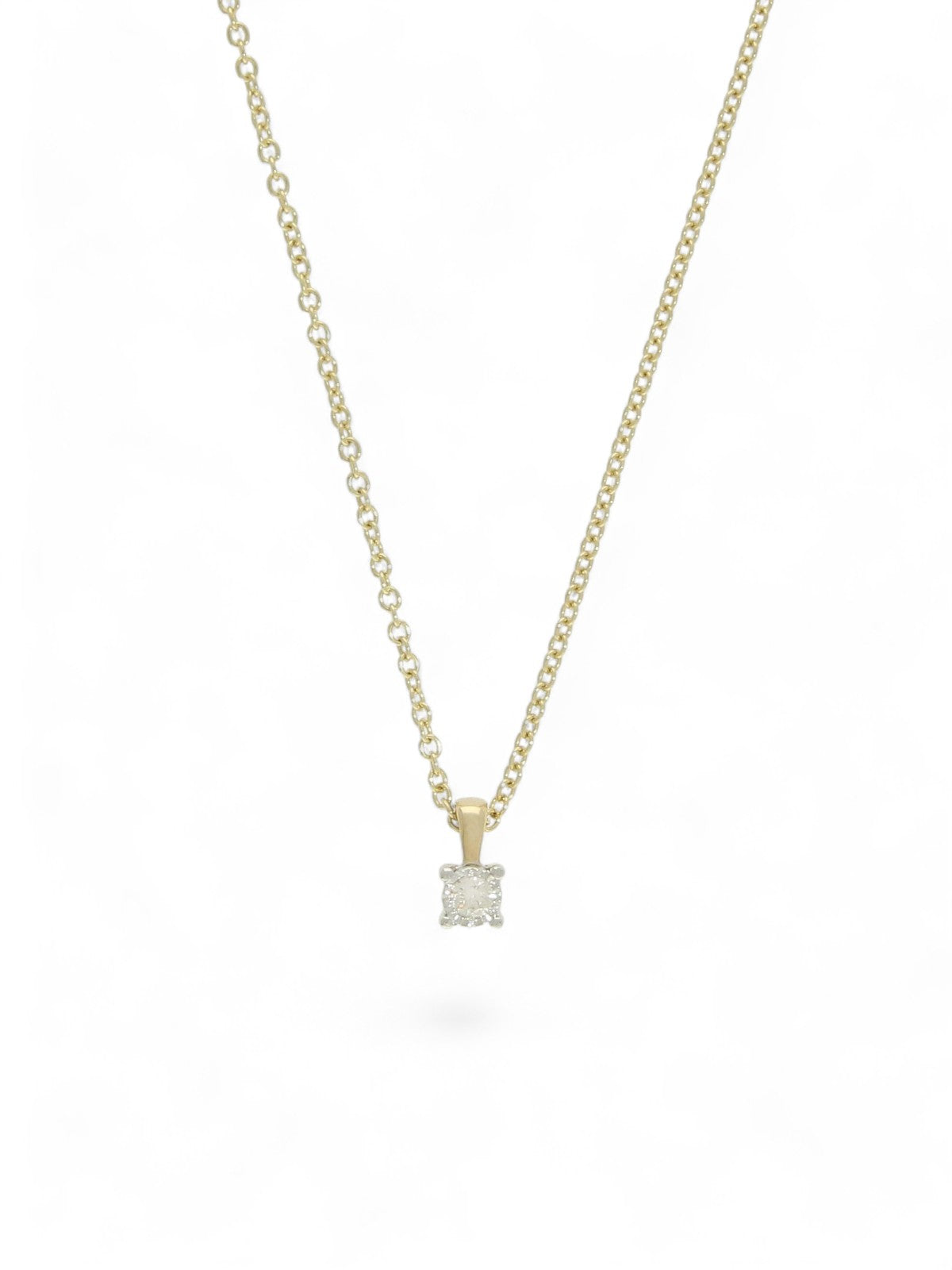 Diamond Miracle Set Solitaire Pendant Necklace in 9ct Yellow Gold