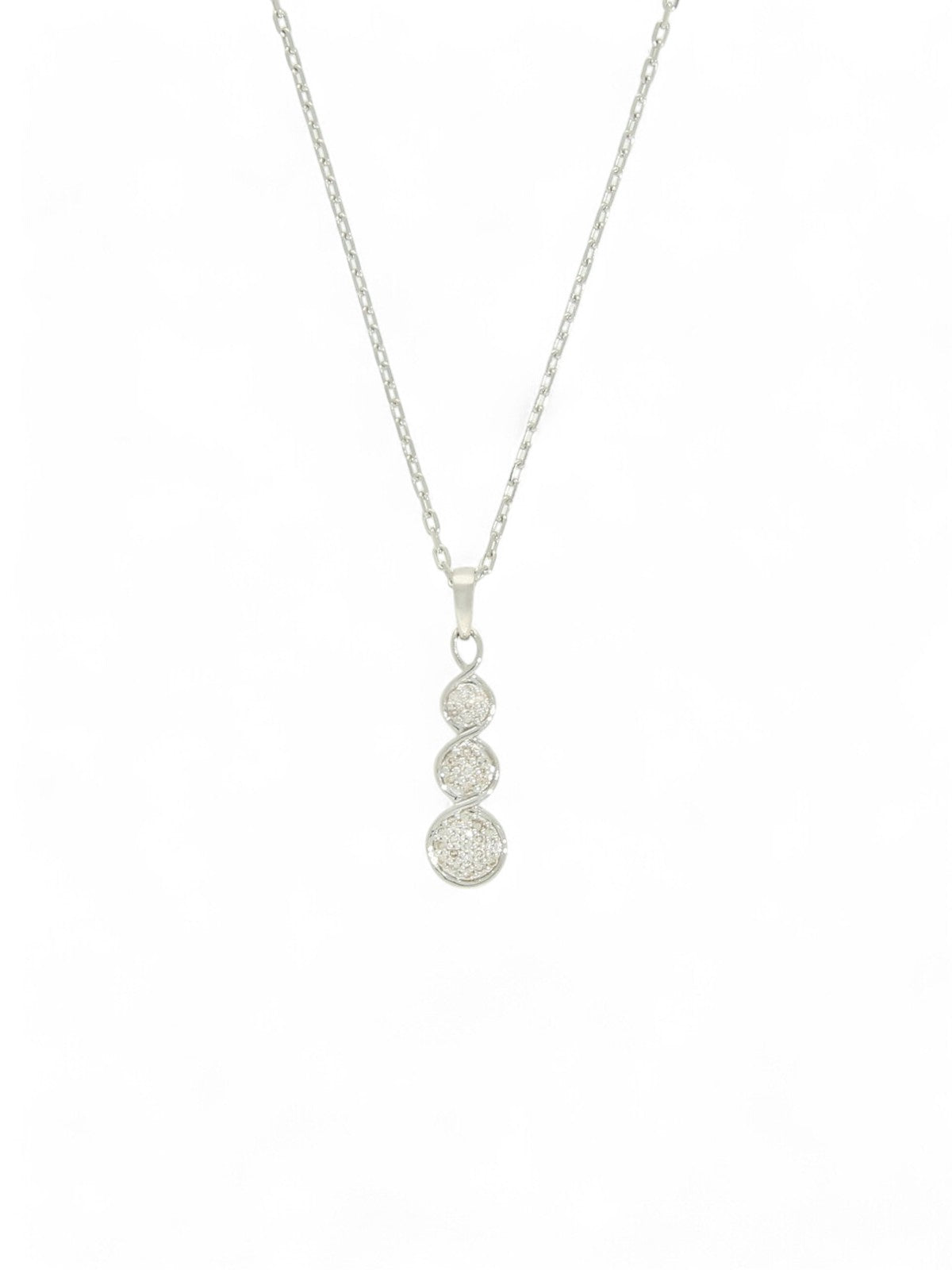 Diamond Pave Drop Pendant Necklace in 9ct White Gold
