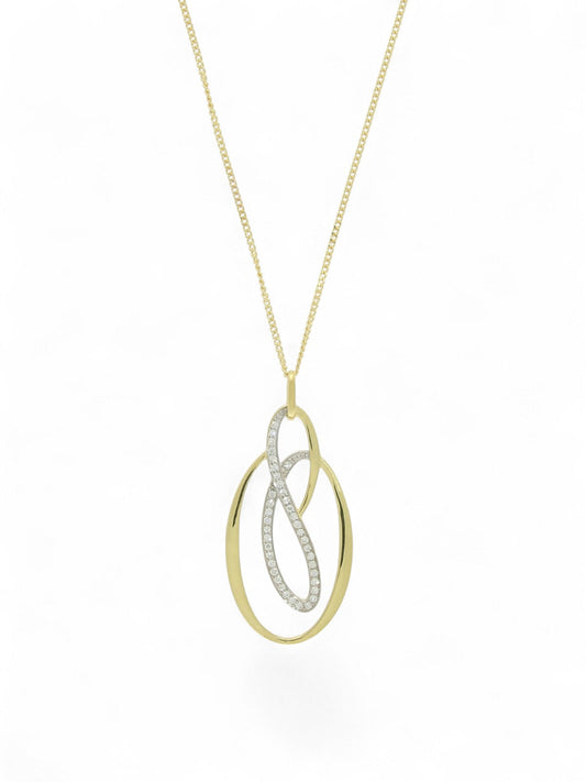 Diamond Figure of 8 Oval Pendant in 9ct Yellow Gold