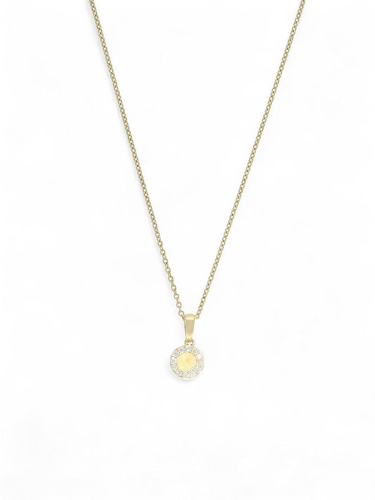 Opal & Diamond Cluster Pendant in 9ct Yellow Gold