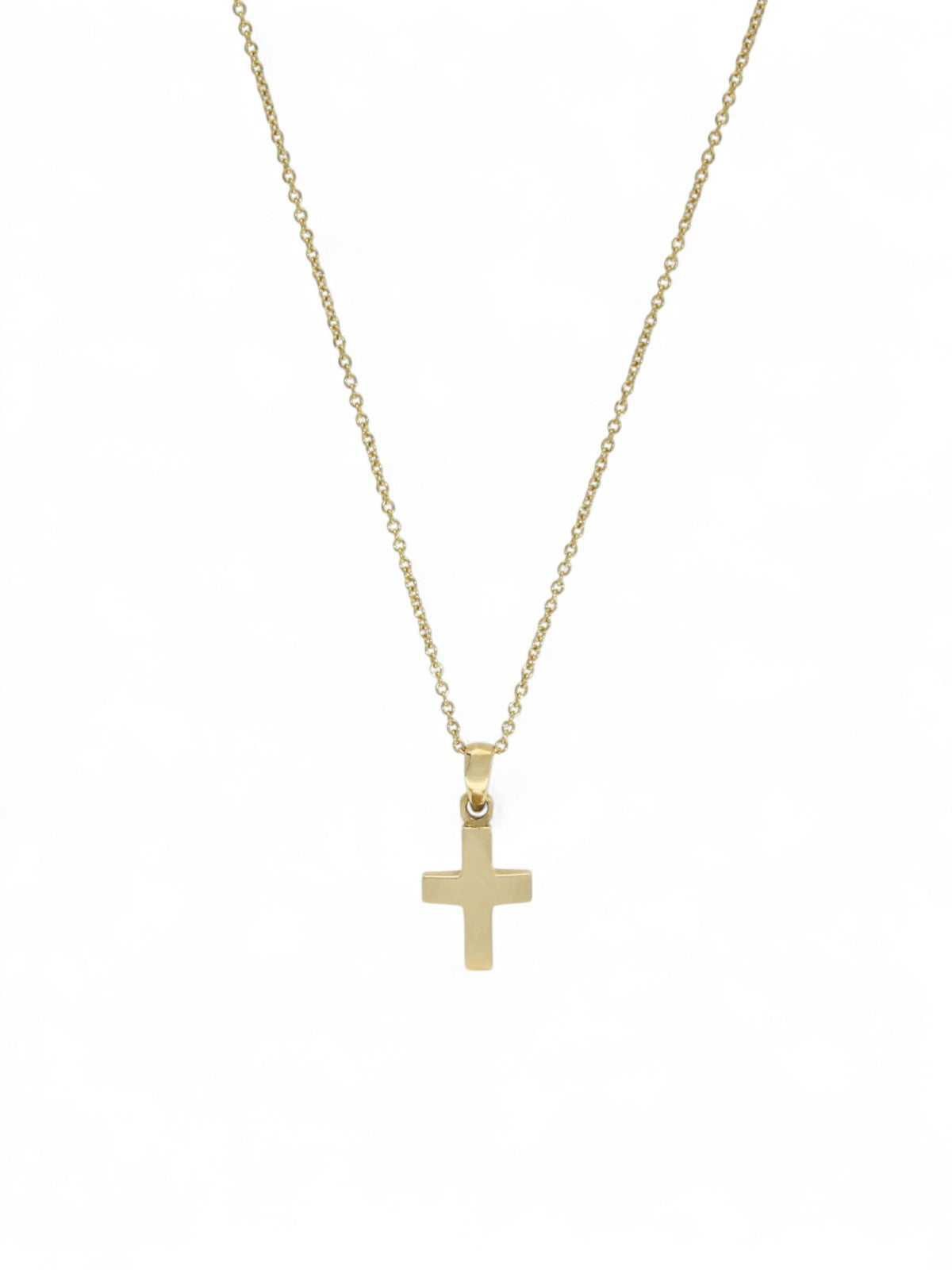 Curved Cross Pendant Necklace 10x15mm in 9ct Yellow Gold