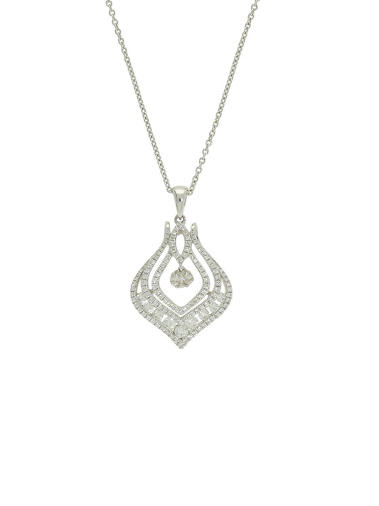 Fancy Dangle Diamond Pendant Necklace 1.49ct in 18ct White Gold