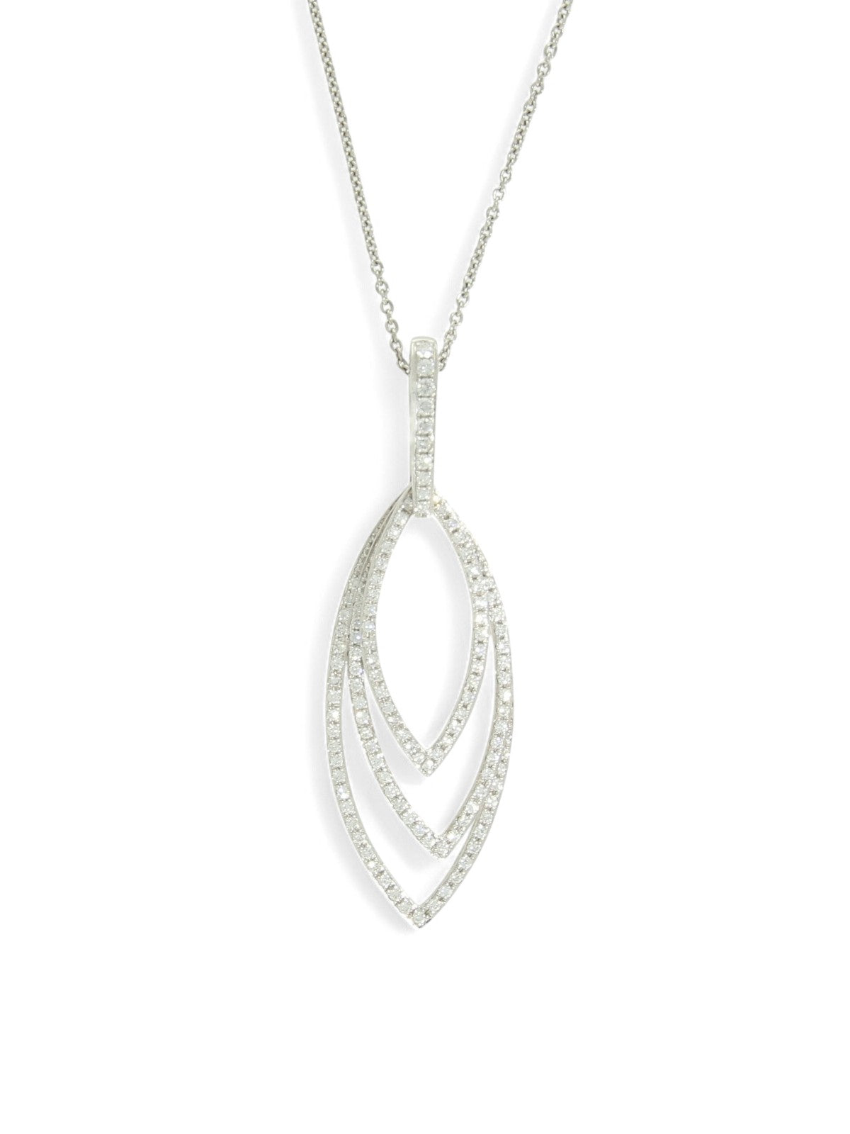 Triple Marquise Diamond Pendant Necklace 0.91ct in 18ct White Gold