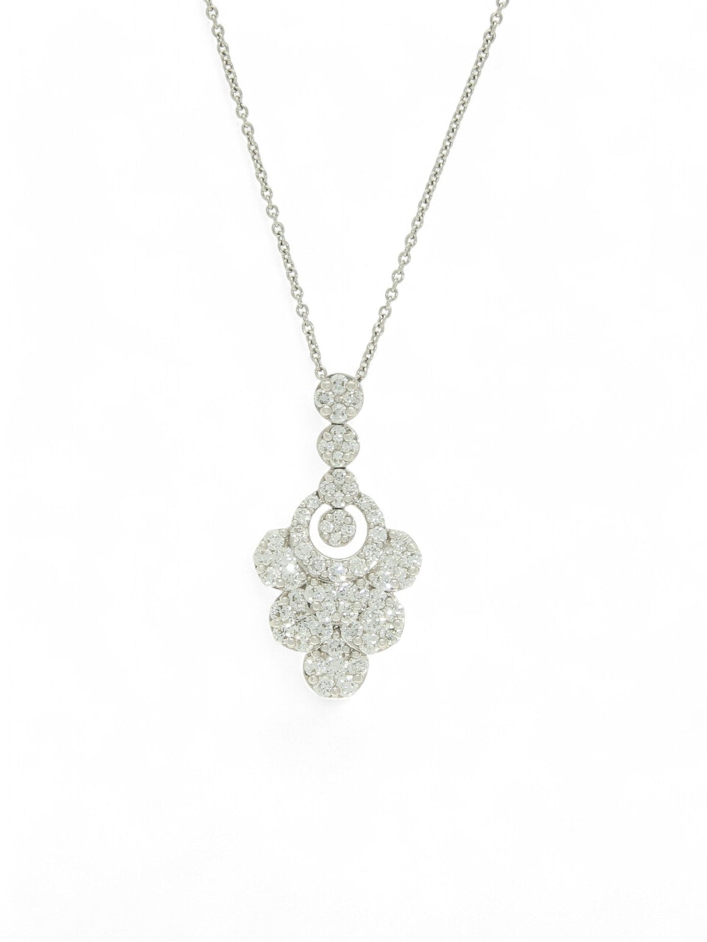 Diamond Chandelier Drop Pendant Necklace in 18ct White Gold