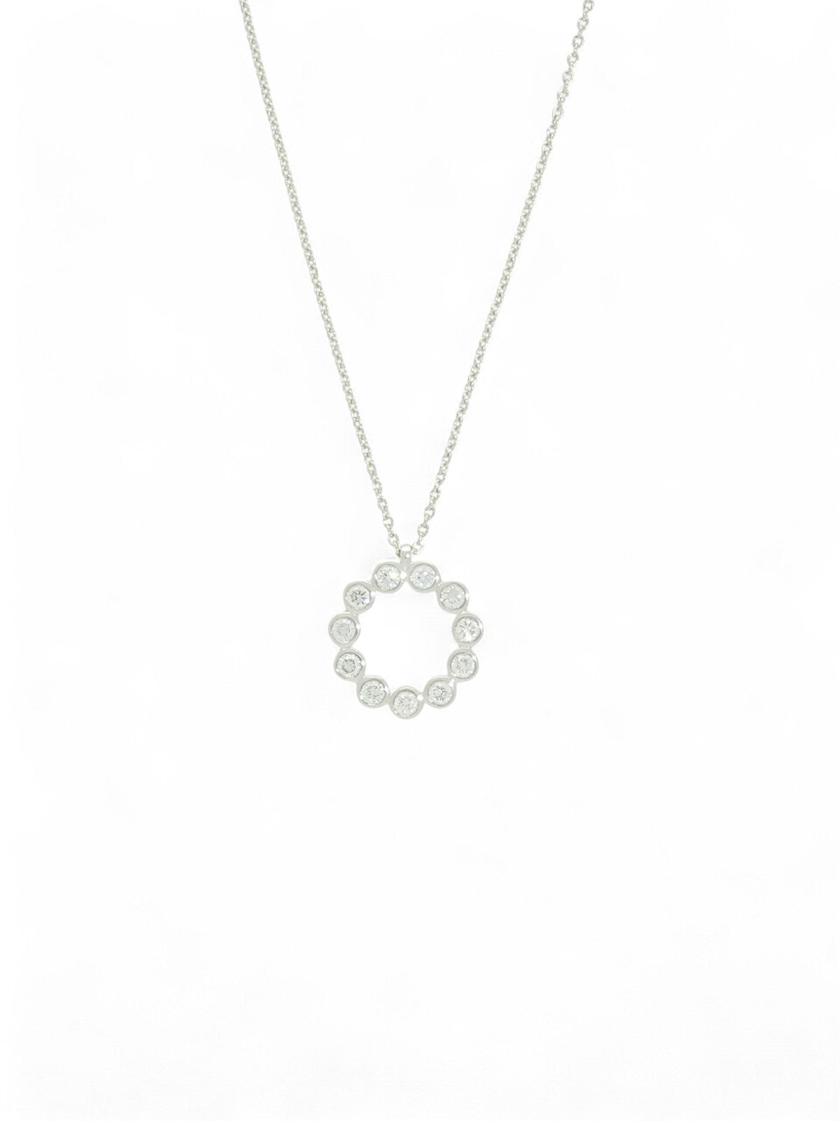 Diamond Bezel Set Bubble Pendant 0.33ct in 18ct White Gold on 18" Chain