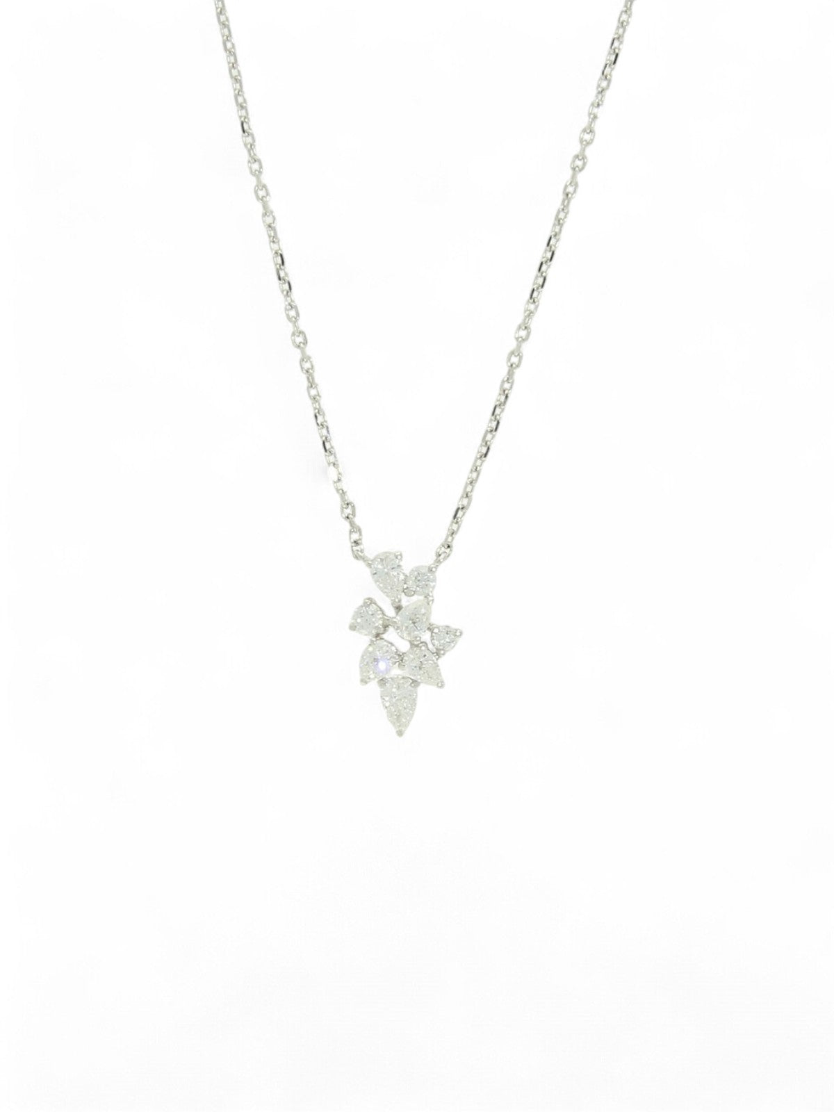 Diamond Cluster Pendant Necklace 0.51ct in 18ct White Gold