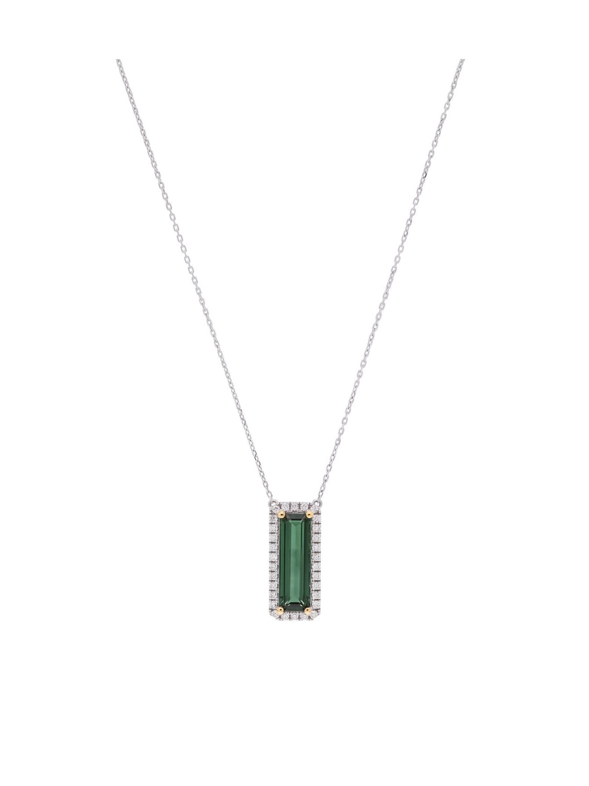 Tourmaline & Diamond Pendant Necklace in 18ct Yellow and White Gold
