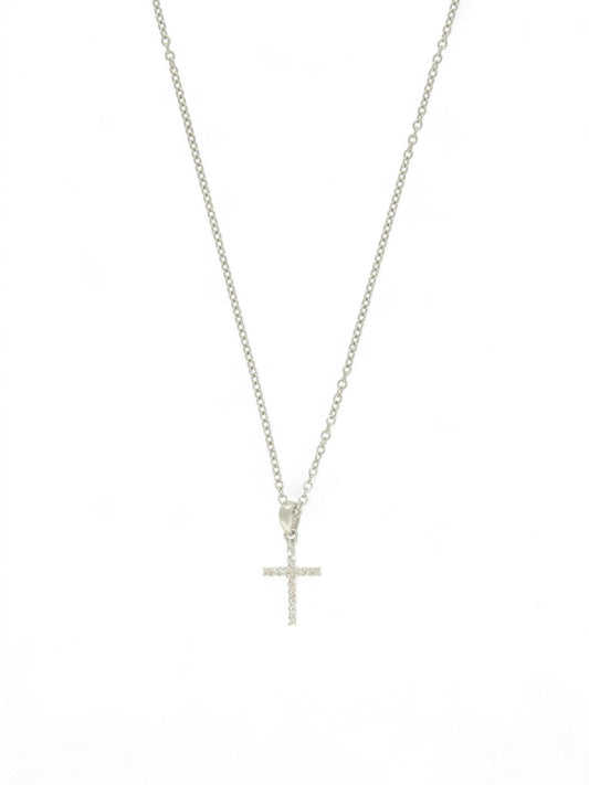 Diamond Cross Pendant on Chain in 9ct White Gold