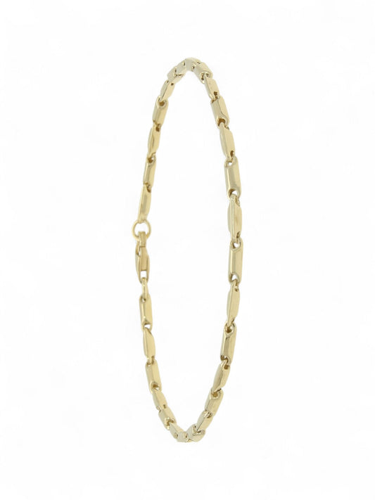 9ct Yellow Gold Oval & Diamond Shaped Link Bracelet