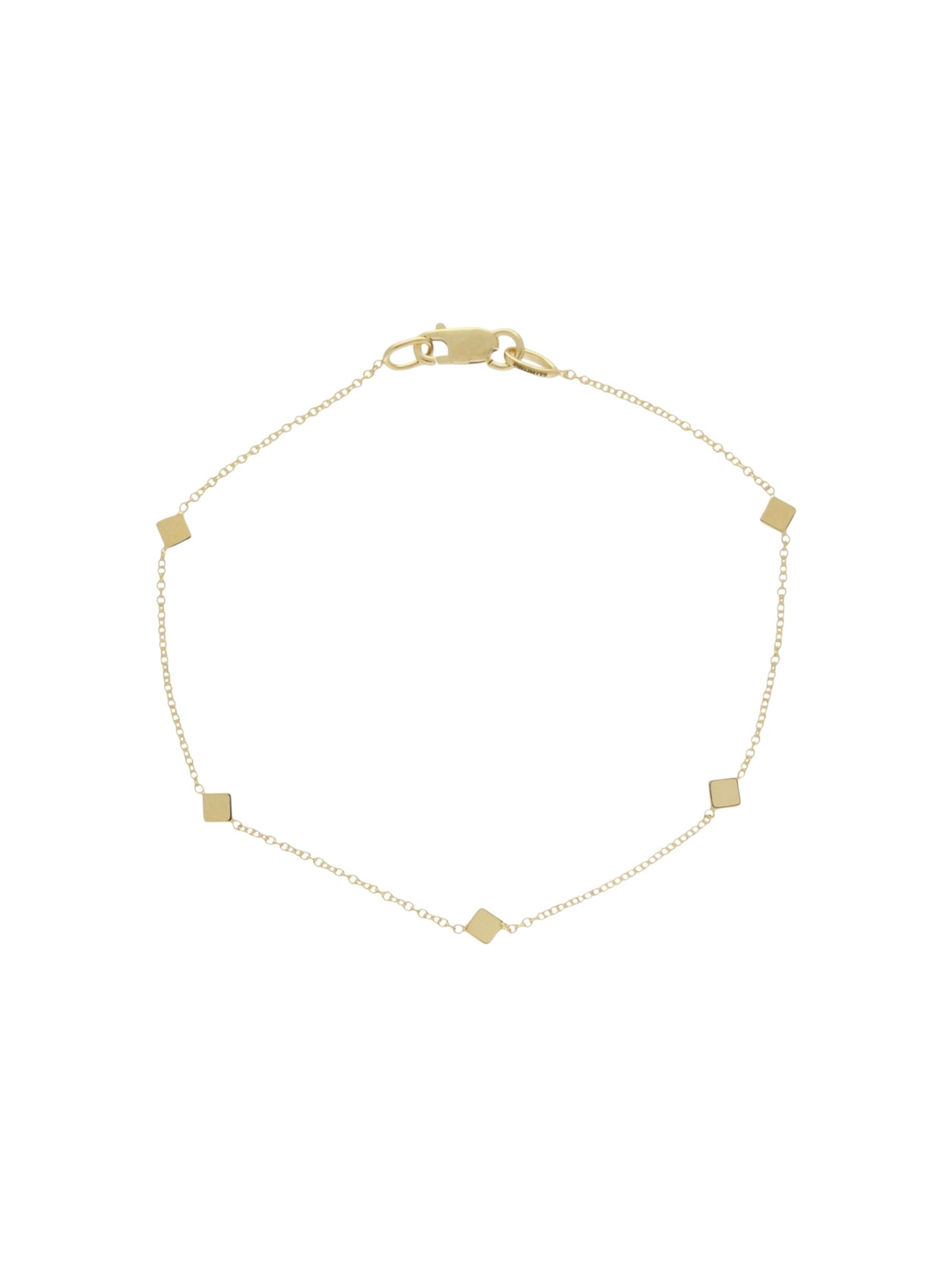 Mini Squares & Fine Chain Bracelet in 9ct Yellow Gold