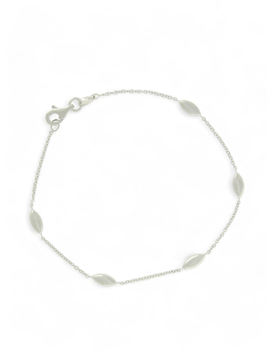Marquise Bead 19cm Station Bracelet in 9ct White Gold