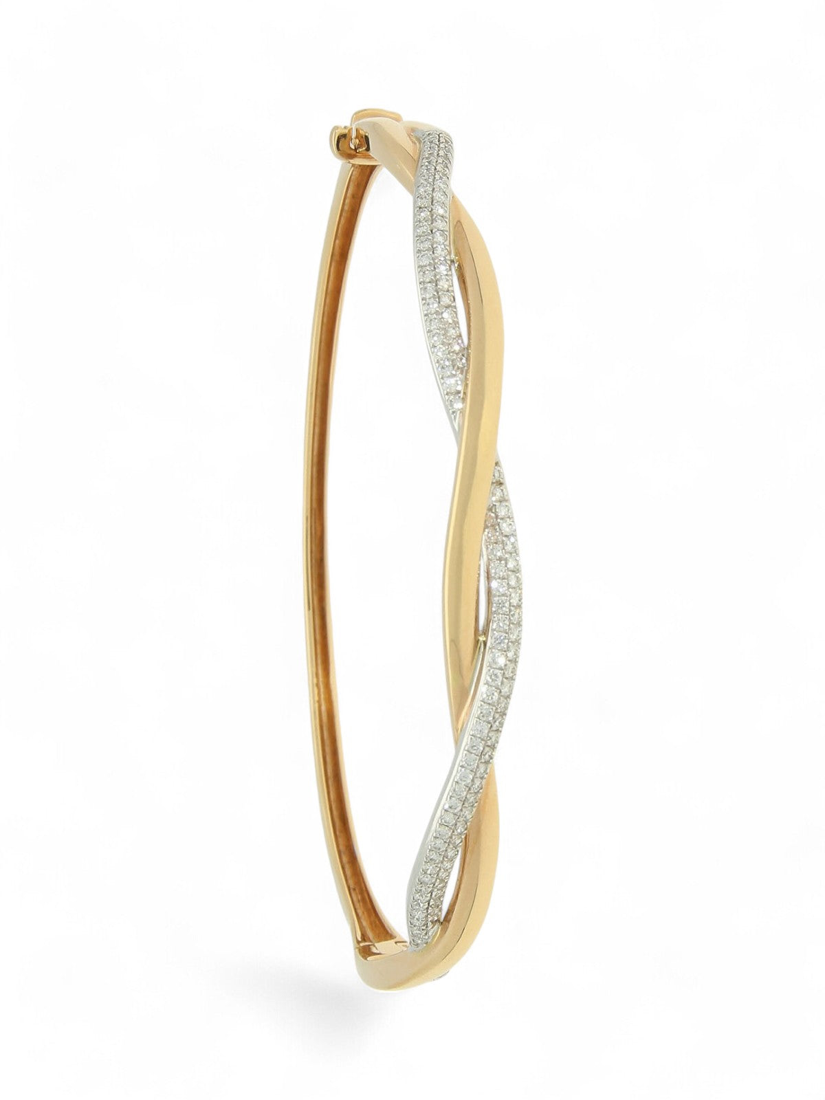 Diamond Twist Bangle in 18ct Rose & White Gold