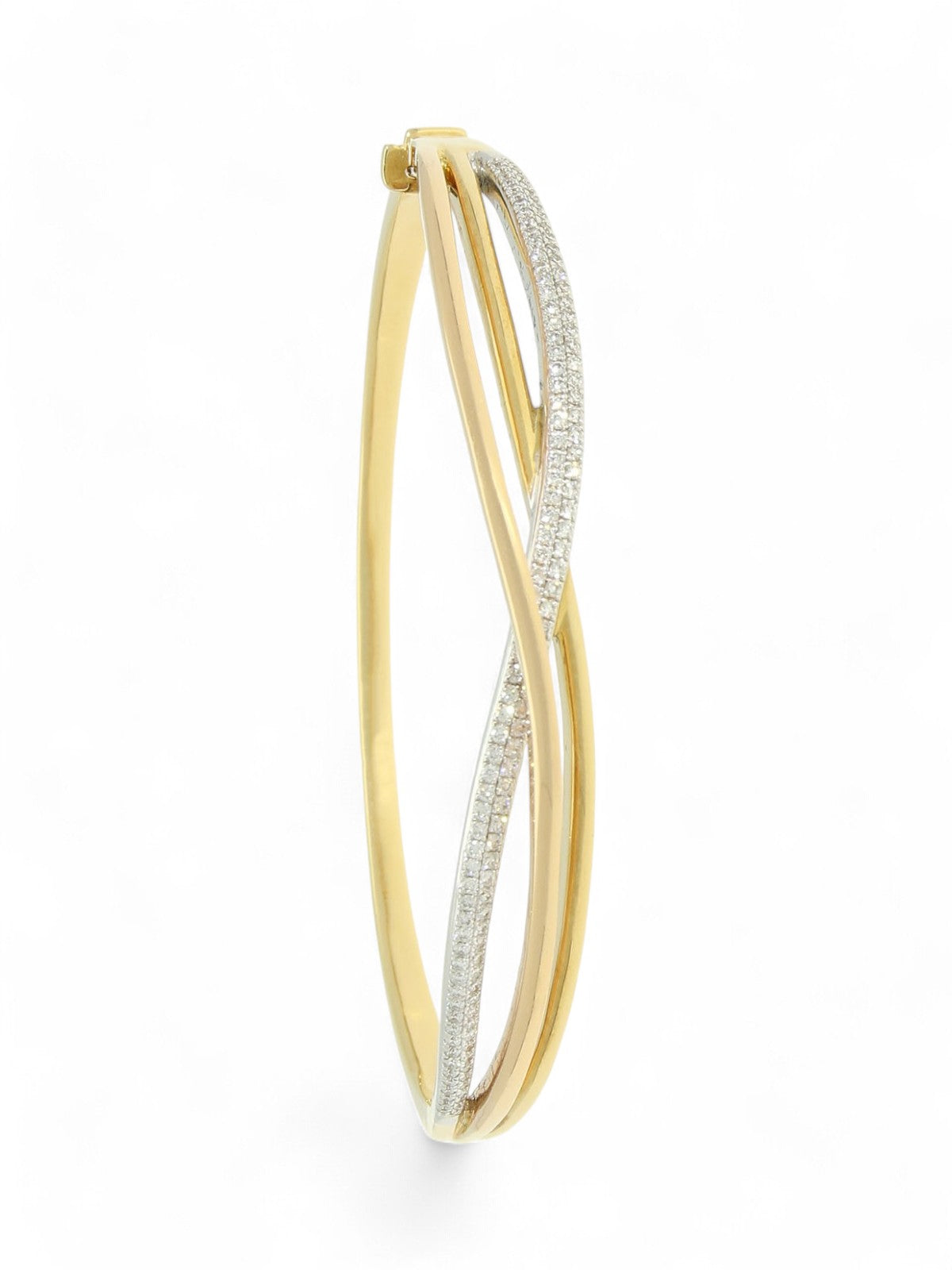 Diamond Twist Bangle in 18ct Yellow, White & Rose Gold