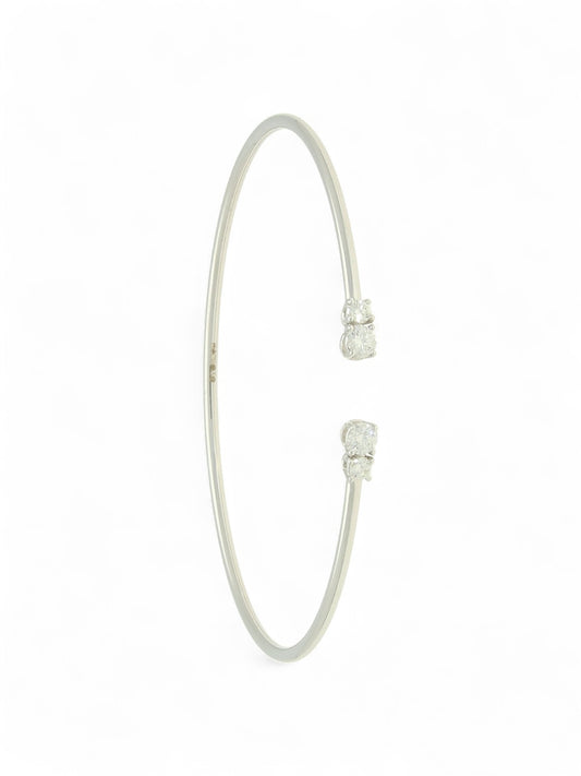 Diamond Round Brilliant Open Bangle in 18ct White Gold