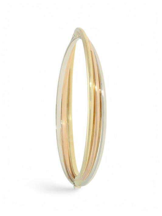 Tri-Colour 9ct Gold Russian Wedding Style Bangle