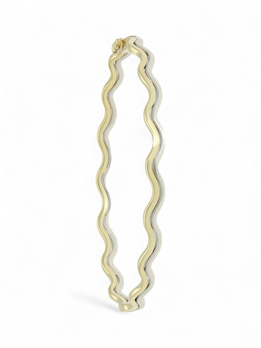 9ct Yellow & White Gold Wavy Bangle