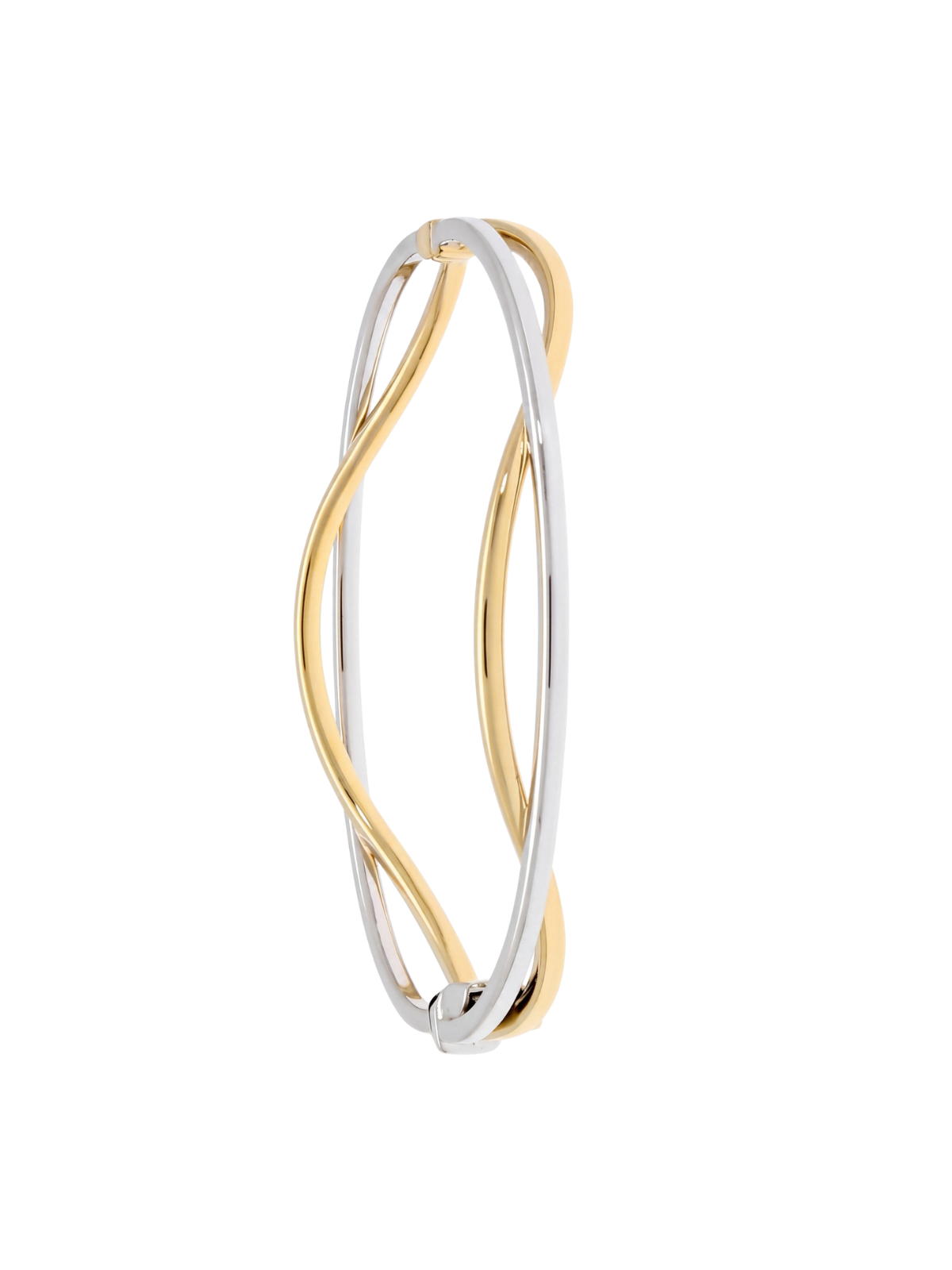 Open Wave Bangle in 9ct Yellow & White Gold
