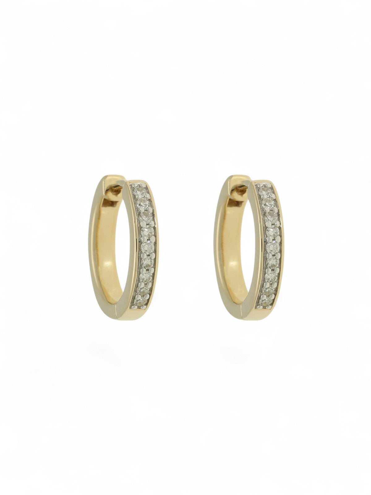 Diamond Channel Set Small Hoop Earrings 0.14ct in 9ct Yellow Gold