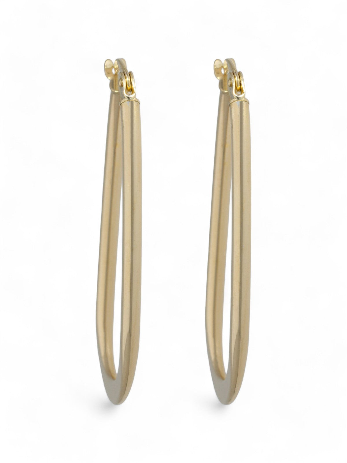 Racetrack Oval Thin Hoop Earrings in 9ct Yellow Gold