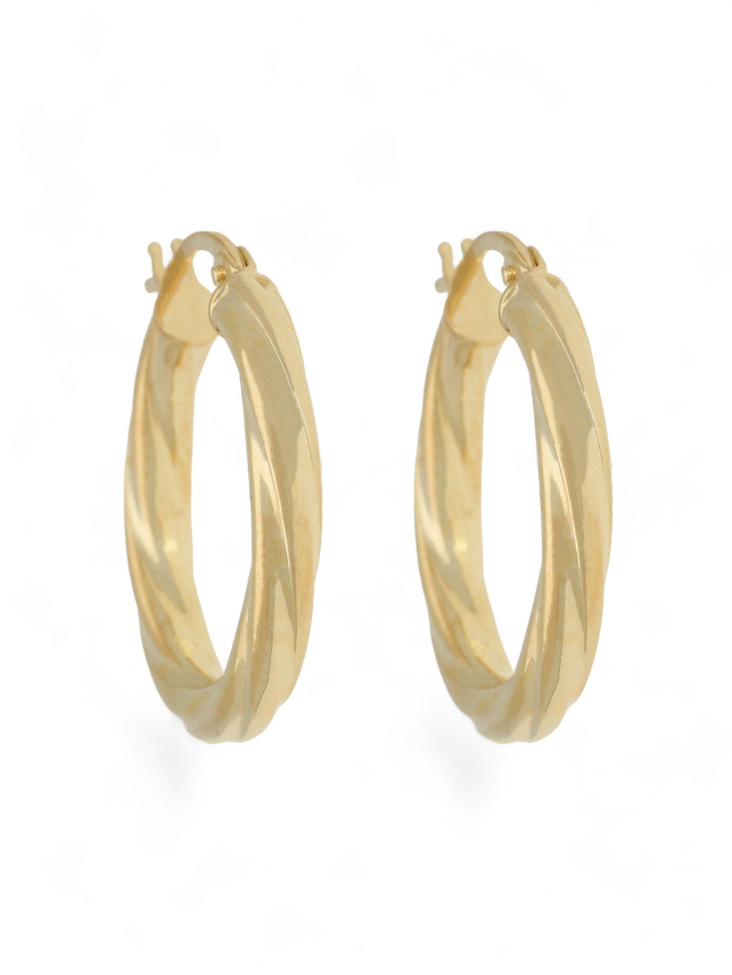 Twist Round 20mm Hoop Earrings in 9ct Yellow Gold