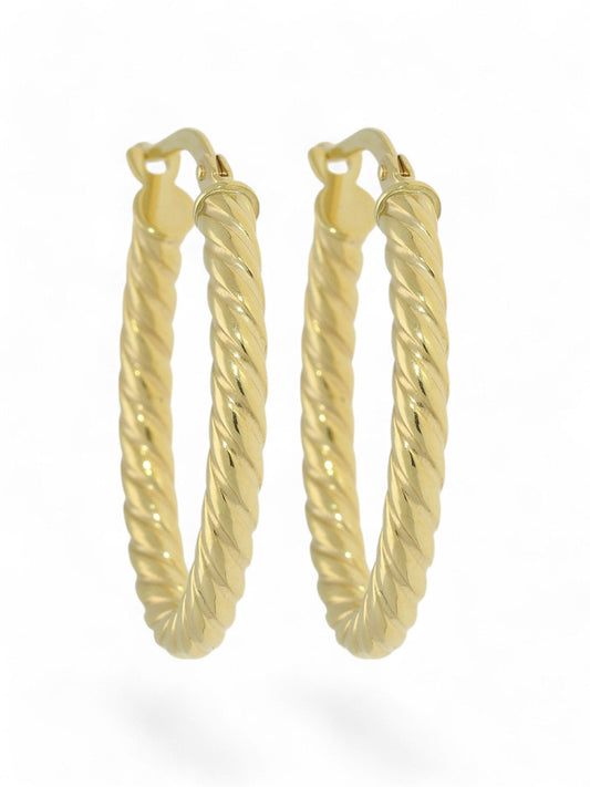 Twisted Rope Hoop Earrings 17x24mm in 9ct Yellow Gold