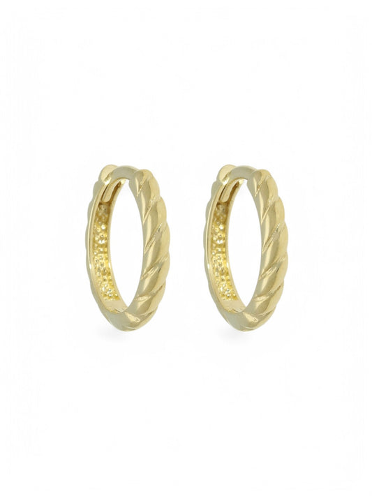 9ct Yellow Gold Twist Hoop Earrings 12mm
