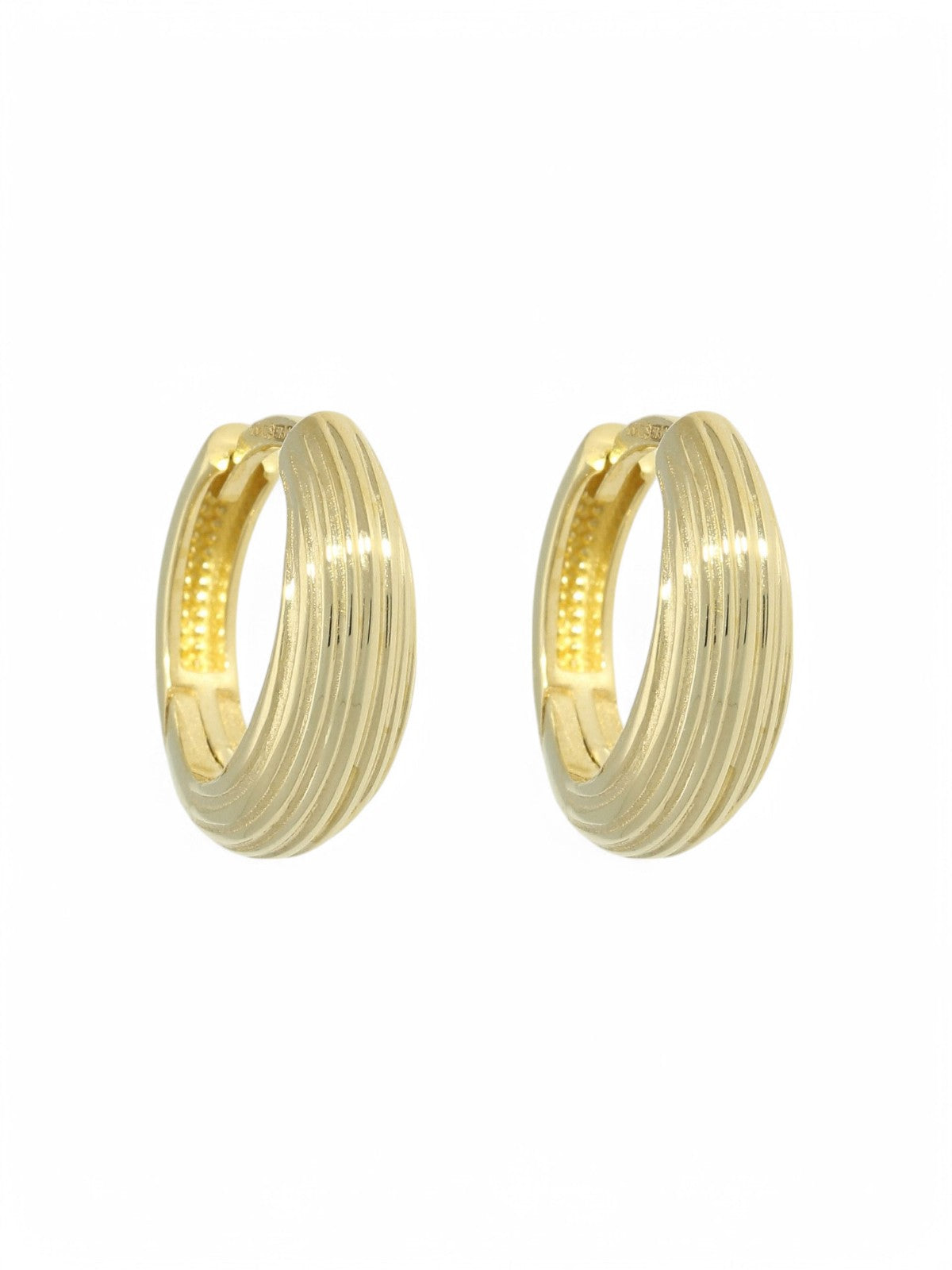9ct Yellow Gold Hoop Earrings 14mm with Brushed Finish