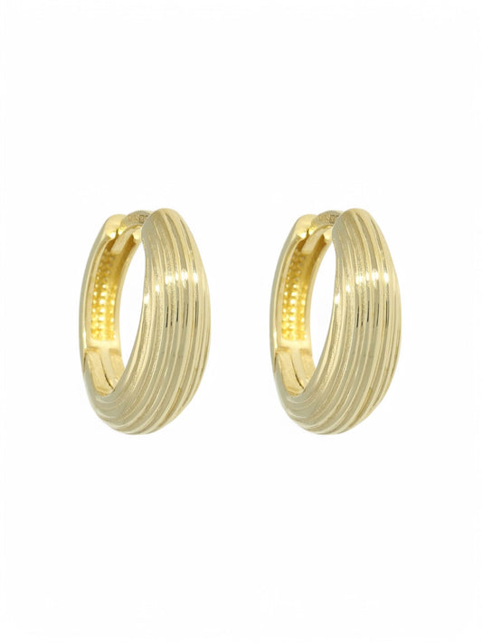 9ct Yellow Gold Hoop Earrings 14mm with Brushed Finish