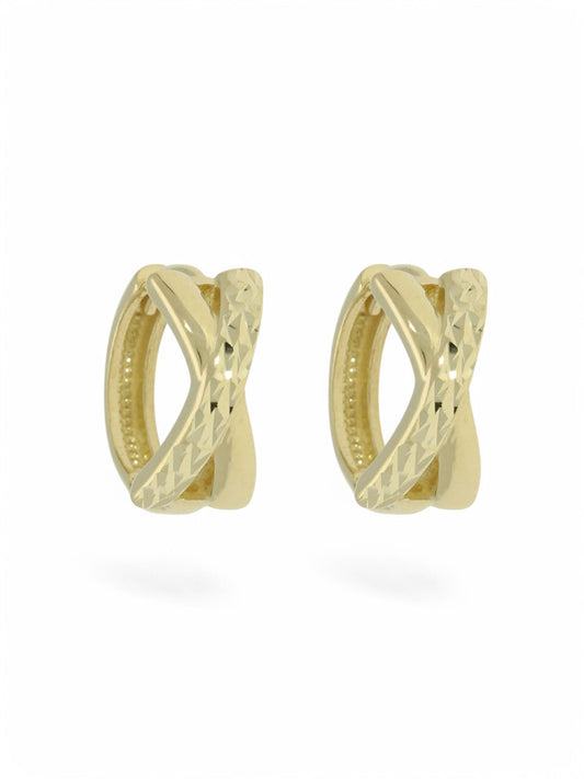 9ct Yellow Gold Crossover Hoop Earrings