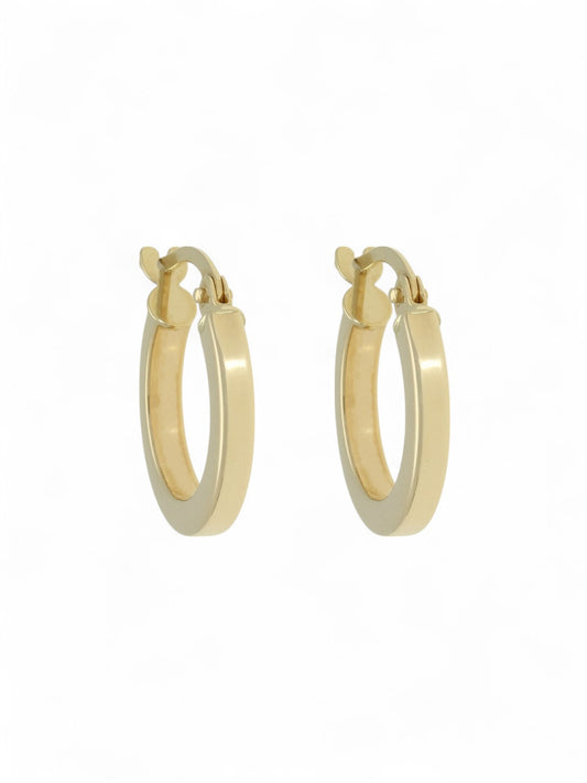 9ct Yellow Gold Square Tube Hoop Earrings 10mm