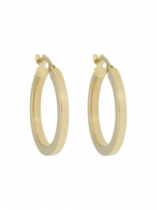 9ct Yellow Gold Square Tube Hoop Earrings 15mm