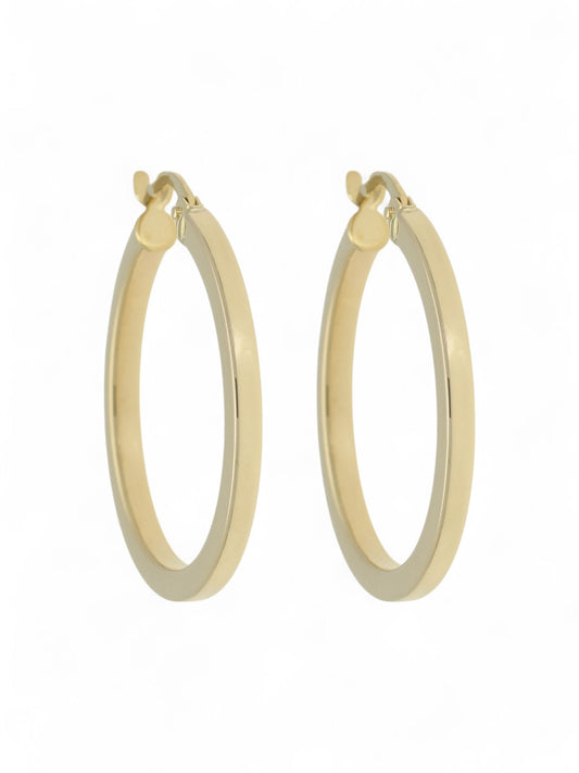 9ct Yellow Gold Square Tube Hoop Earrings 20mm